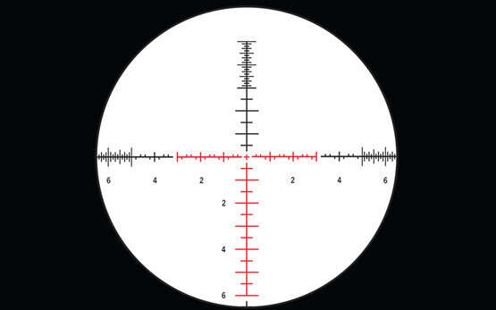Steiner Optics T5Xi Rifle Scope with Special Competition SCR MOA reticle showing partial illumination